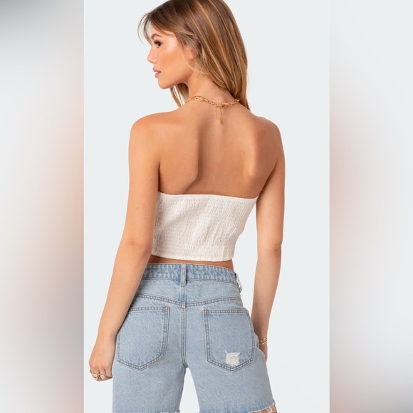 Edikted White Poplin Bustier Top with Bow Detail - Picture 10 of 10